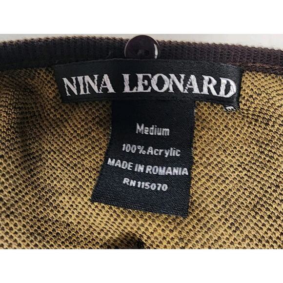 Nina Leonard Leopard Animal Print Matching Scarf Long Sleeve Cardigan Sweater M - Picture 11 of 11